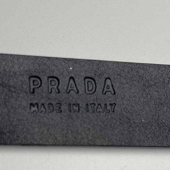 PRADA Black Saffiano Leather Belt w/ Silvertone Buckle - 28"- Preowned - Picture 6 of 7